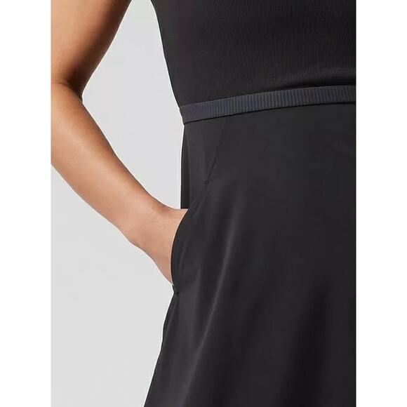 ATHLETA Ryder Dress Black Midi Length A-Line Cut Out Back Casual Women's S Tall - Picture 15 of 15